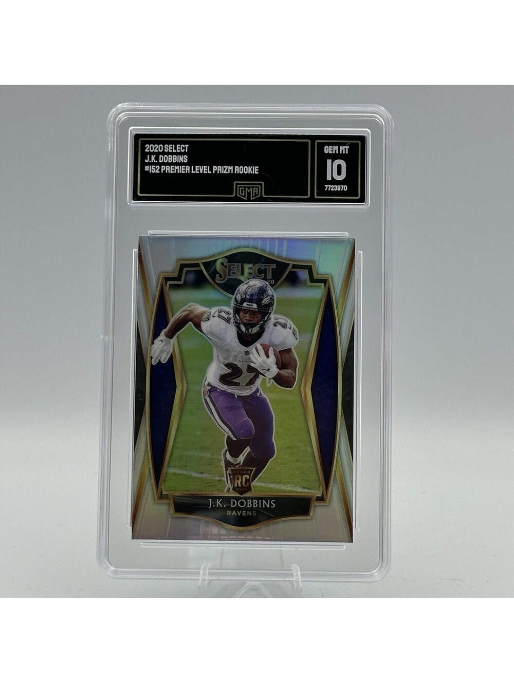J.K. Dobbins 2020 Select Premier Level Prizm Rookie #152 GMA 10 Gem Mint